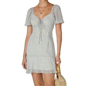 Louna Floral Blue Midi Dress Size Small Cottagecore Farmhouse Ditzy Flower